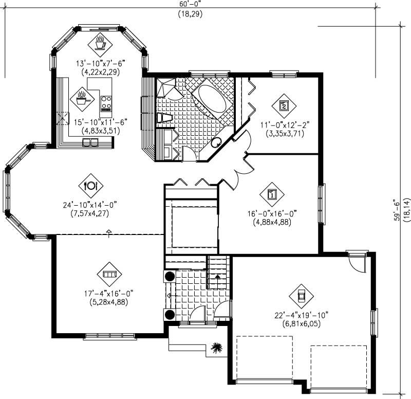 Floor Plan First Story of Craftsman Plan #157-1231