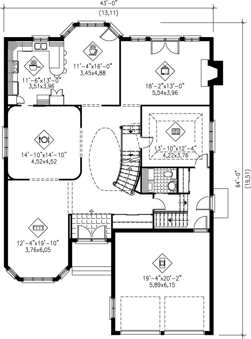 Floor Plan First Story of Plan #157-1242