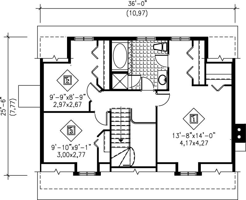 Floor Plan Second Story of Plan #157-1272