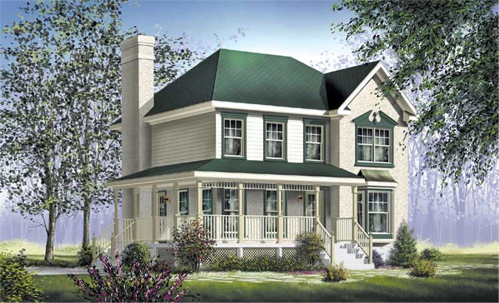 Front elevation of Farmhouse home (ThePlanCollection: House Plan #157-1276)