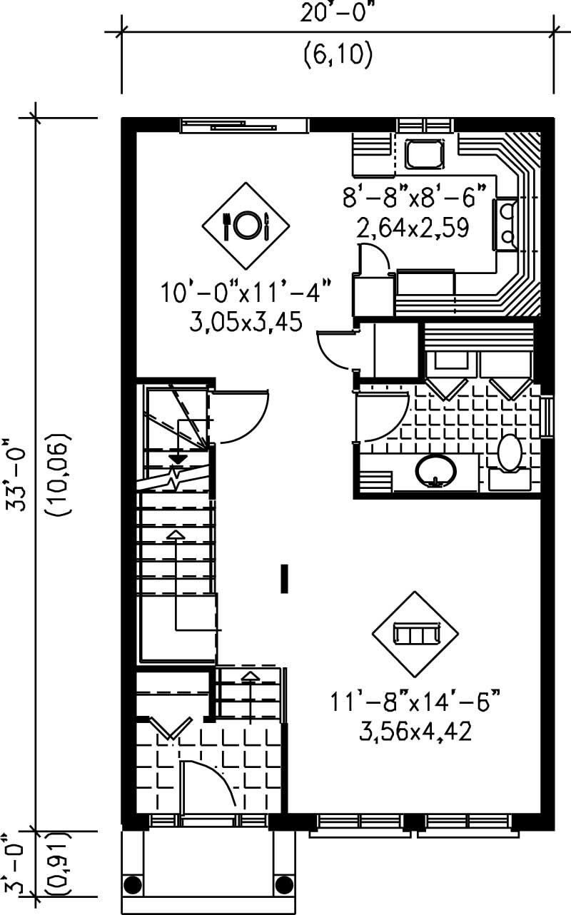 Floor Plan First Story of Small House Plans #157-1279