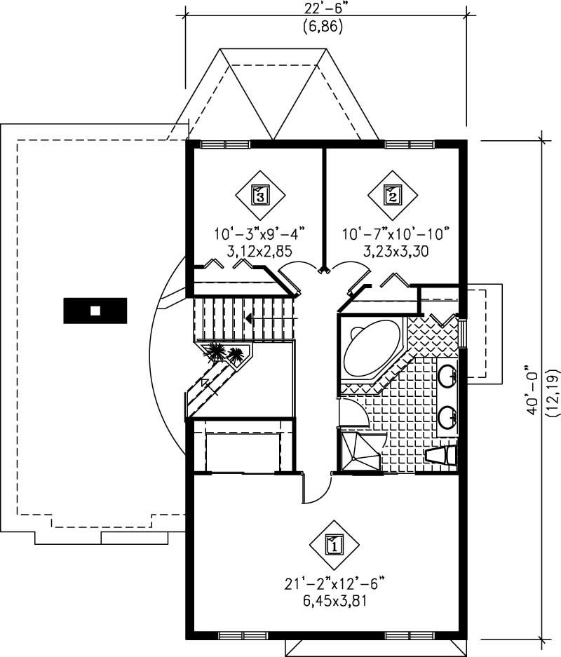 Floor Plan Second Story of Craftsman Plan #157-1286