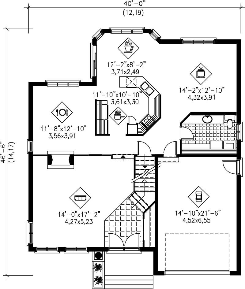 Floor Plan First Story of Craftsman Plan #157-1292