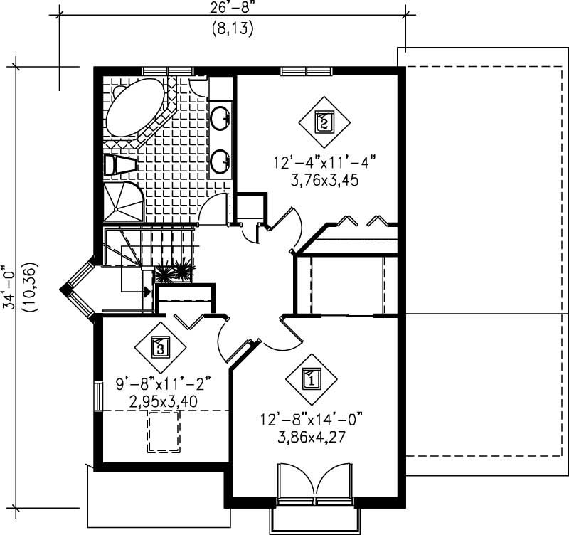 Floor Plan Second Story of Craftsman Plan #157-1324