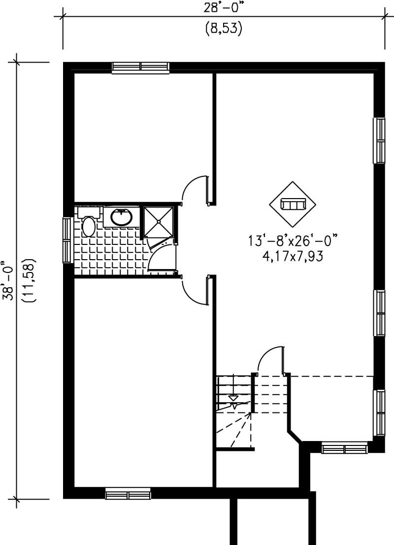 Floor Plan Second Story of Bungalow Plan #157-1325
