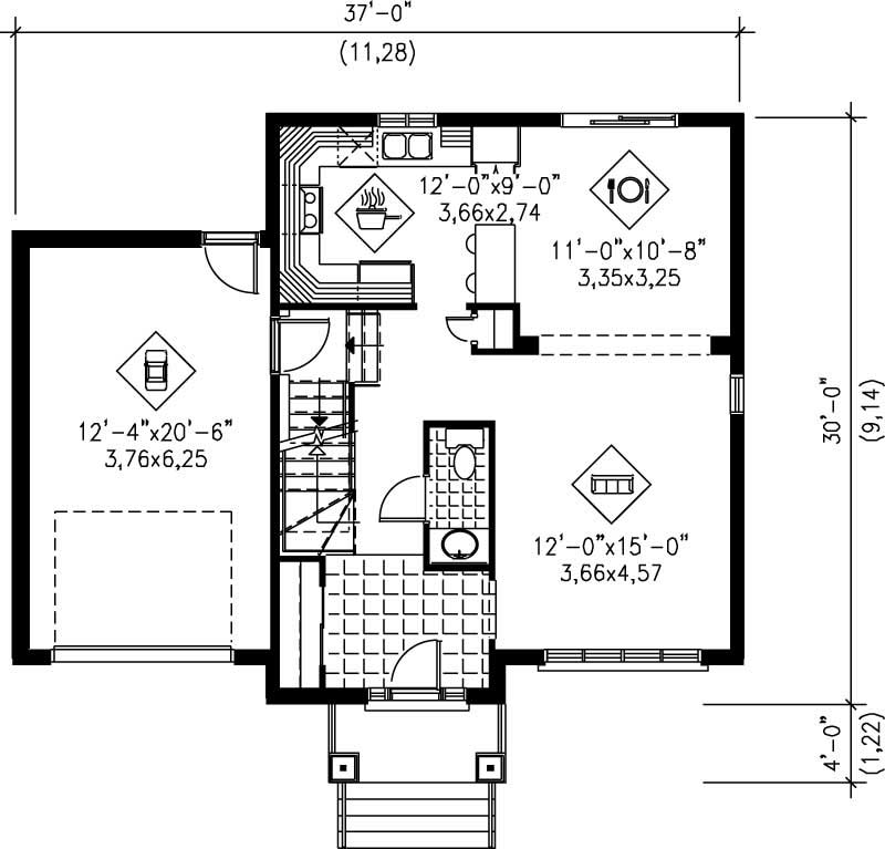 Floor Plan First Story of Ranch Plan #157-1329