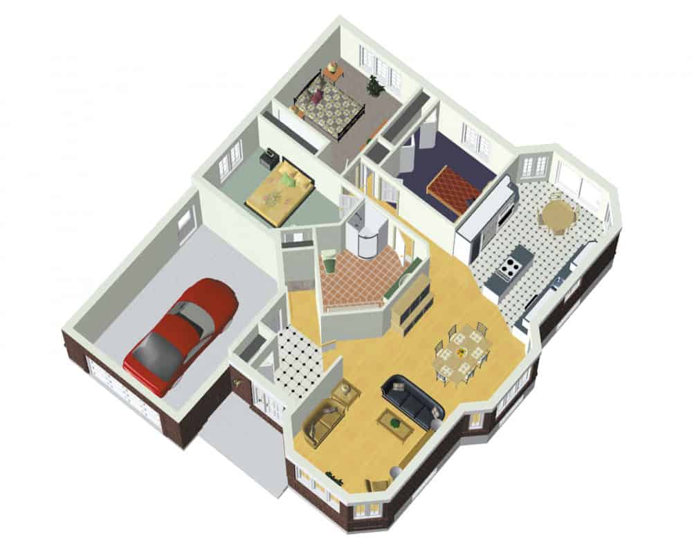 Floor Plan Main Level of Ranch Plan #157-1335