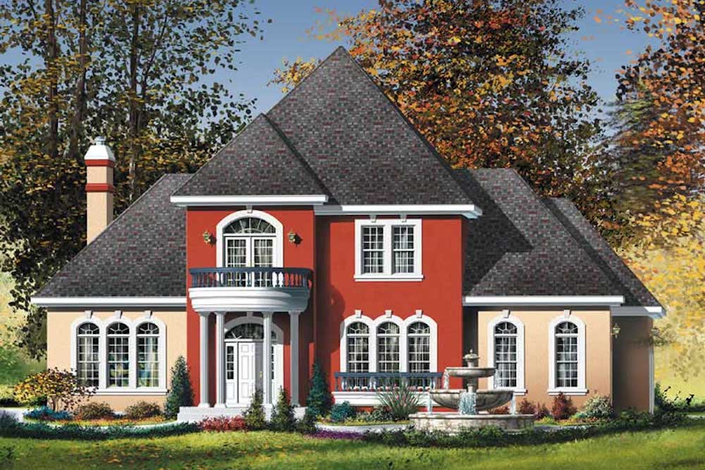 European style home (ThePlanCollection: Plan #157-1338)