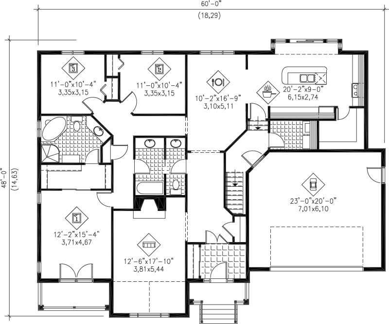 Floor Plan First Story of Plan #157-1373