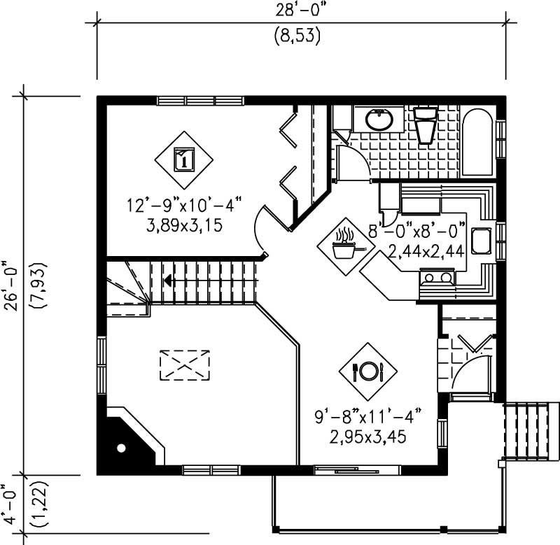 Floor Plan First Story of Country Plan #157-1416
