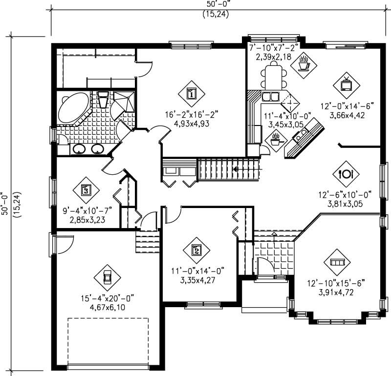 Floor Plan First Story of Craftsman Plan #157-1426