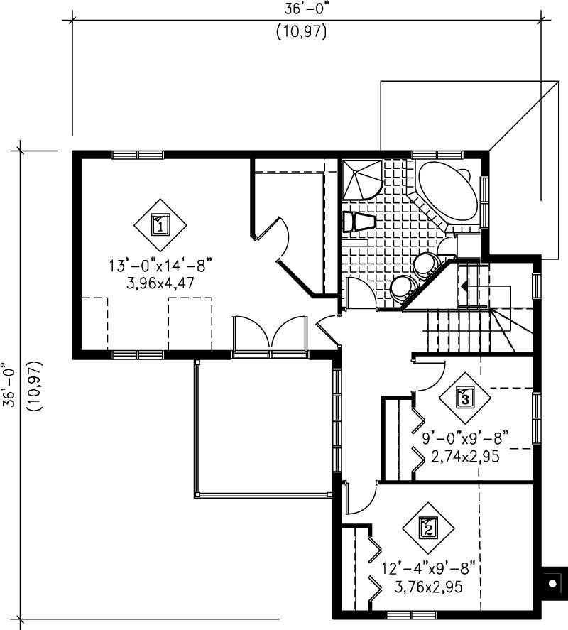 Floor Plan Second Story of Plan #157-1432