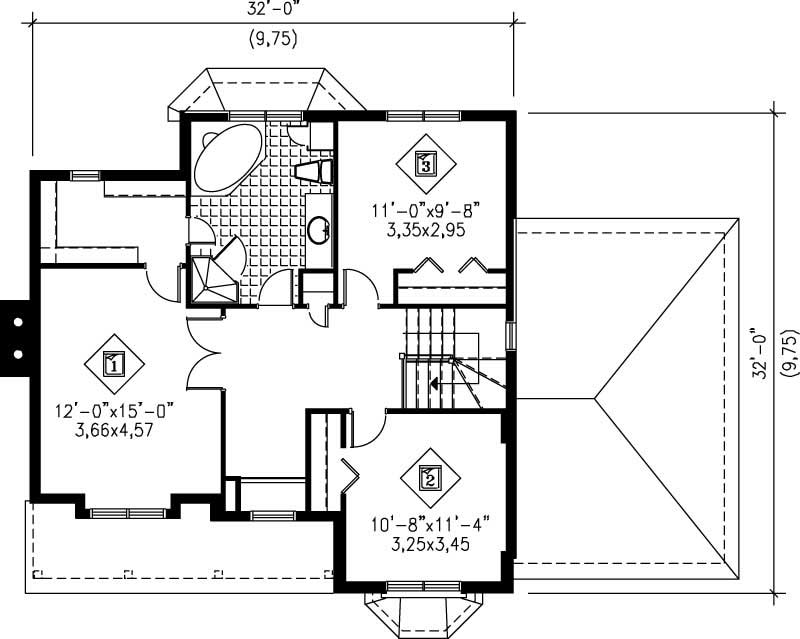 Floor Plan Second Story of Country Plan #157-1463