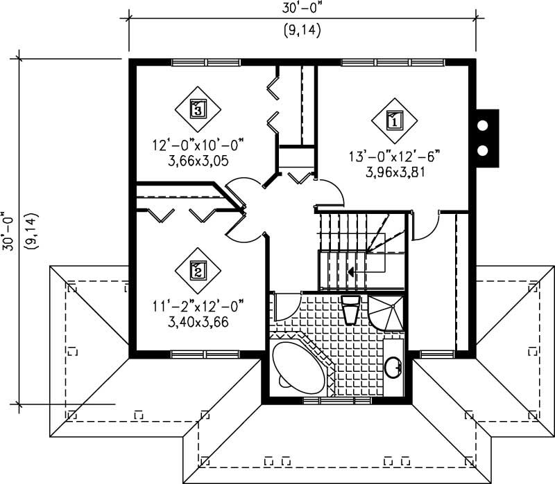 Floor Plan Second Story of Country Plan #157-1465