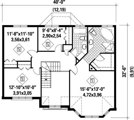 Floor Plan Second Story of Plan #157-1467