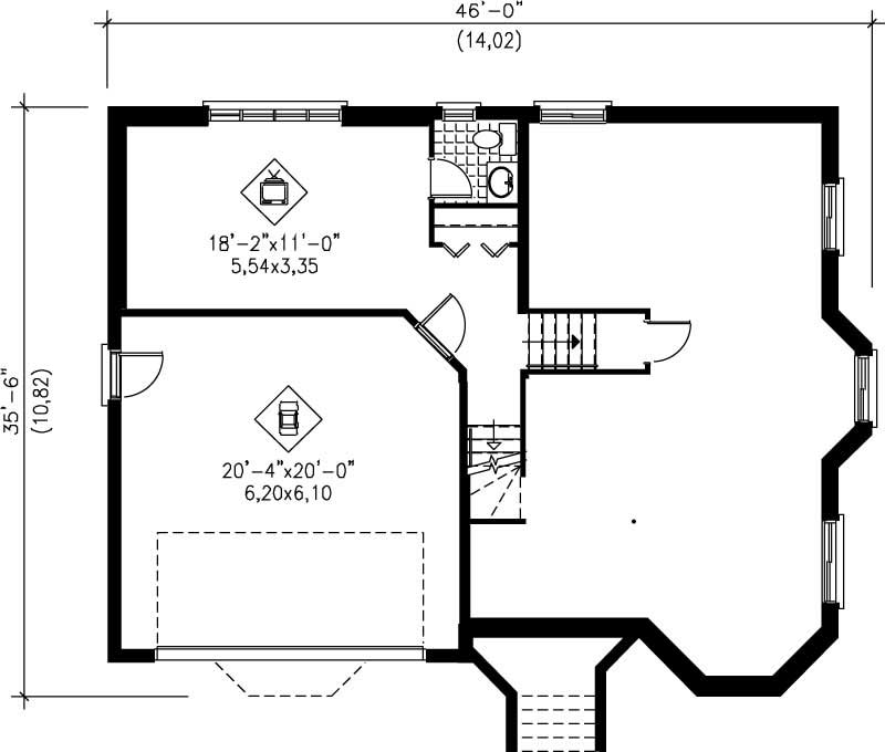 Floor Plan Second Story of European Plan #157-1471