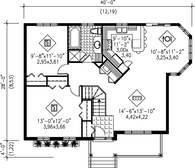 Floor Plan First Story of Ranch Plan #157-1479