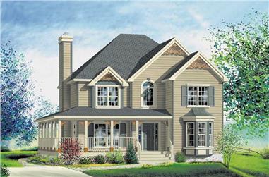 3-Bedroom, 1764 Sq Ft Country House Plan - 157-1484 - Front Exterior