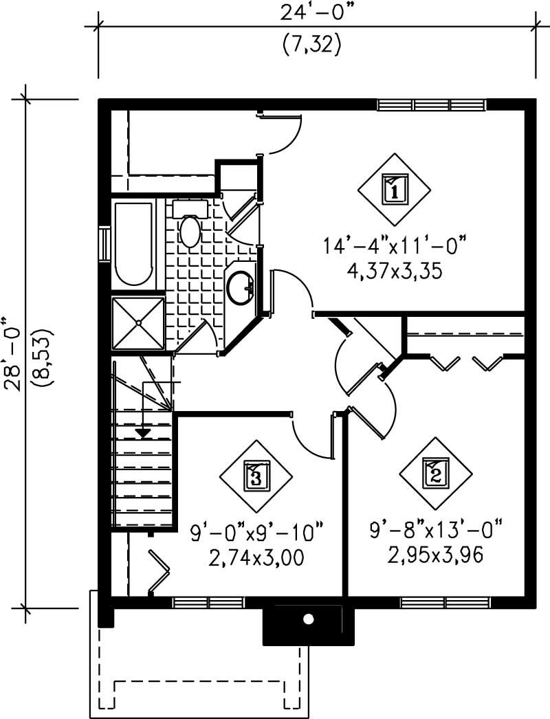 Floor Plan Second Story of Log Cabin Plan #157-1490