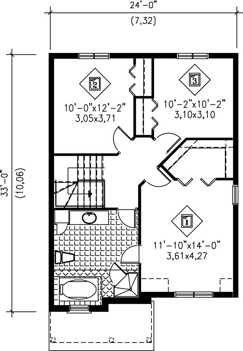 Floor Plan Second Story of Ranch Plan #157-1493