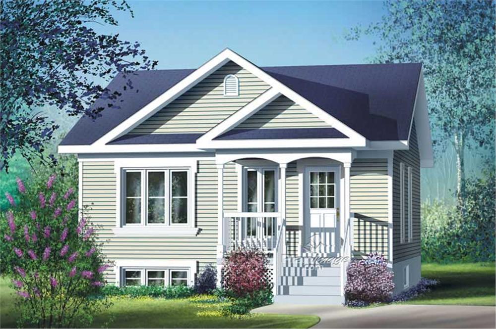 Front elevation of Bungalow home (ThePlanCollection: House Plan #157-1501)