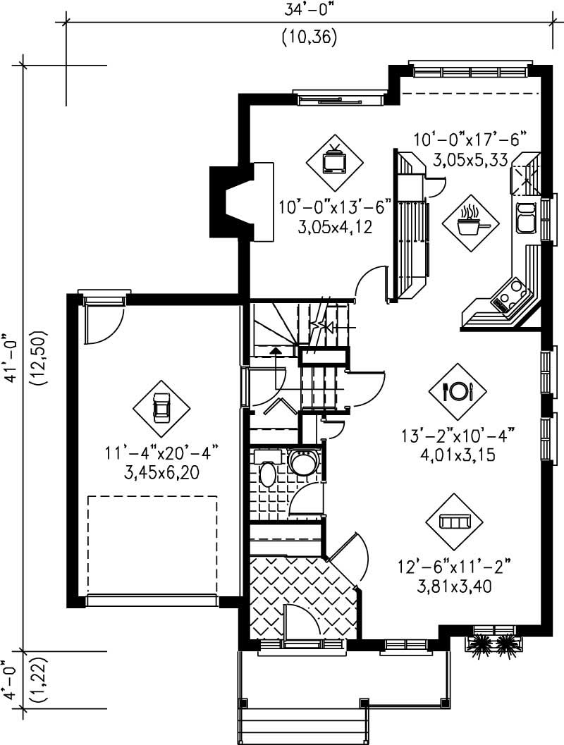 Floor Plan First Story of European Plan #157-1513