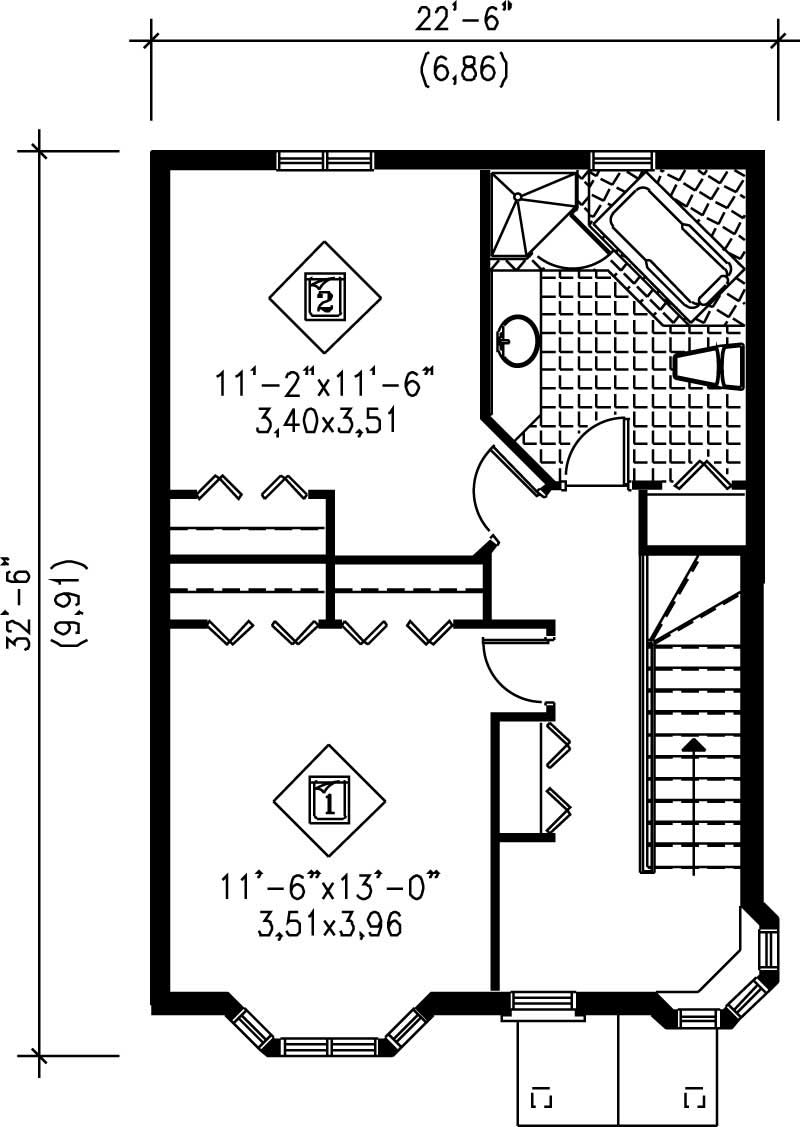 Floor Plan Second Story of Colonial Plan #157-1525