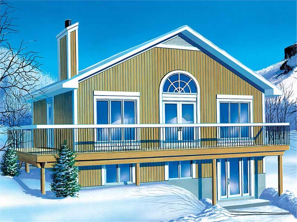 Front elevation of Vacation home (ThePlanCollection: House Plan #157-1537)