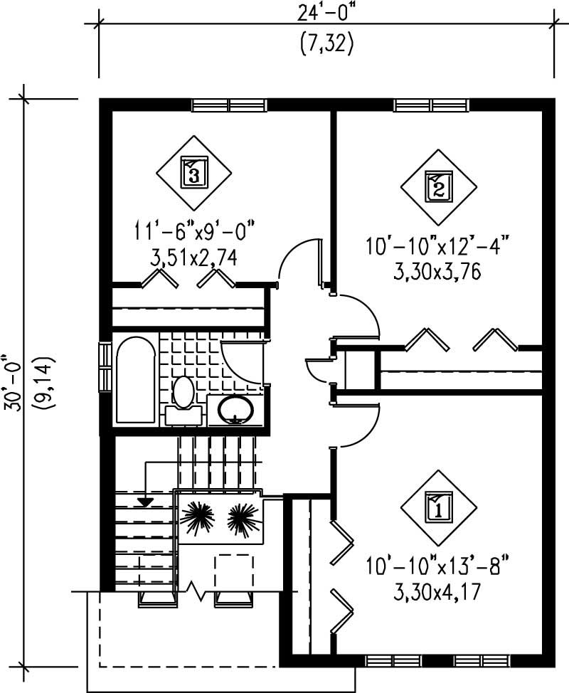 Floor Plan Second Story of Contemporary Plan #157-1545