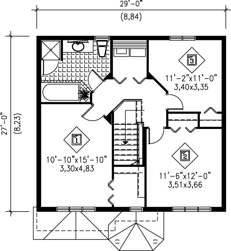 Floor Plan Second Story of Ranch Plan #157-1550