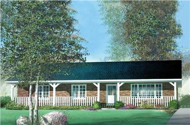 3-Bedroom, 1029 Sq Ft Country Home Plan - 157-1572 - Main Exterior