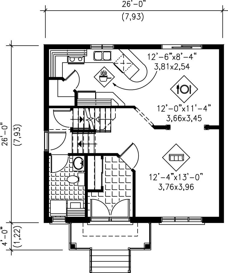 Floor Plan First Story of Ranch Plan #157-1577