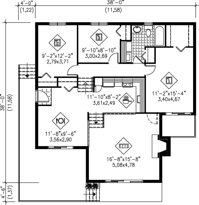 Floor Plan First Story of Country Plan #157-1610