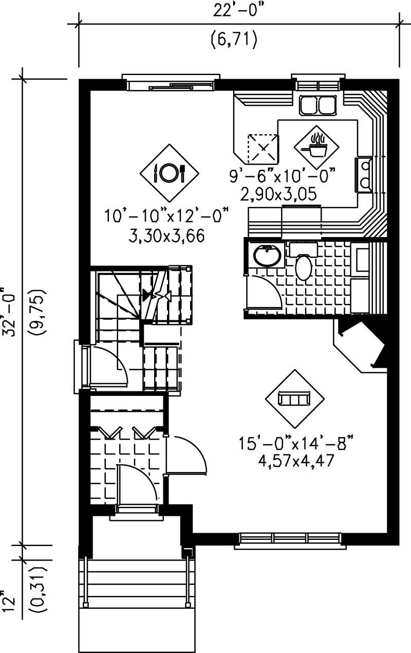 Floor Plan First Story of Small House Plans #157-1613