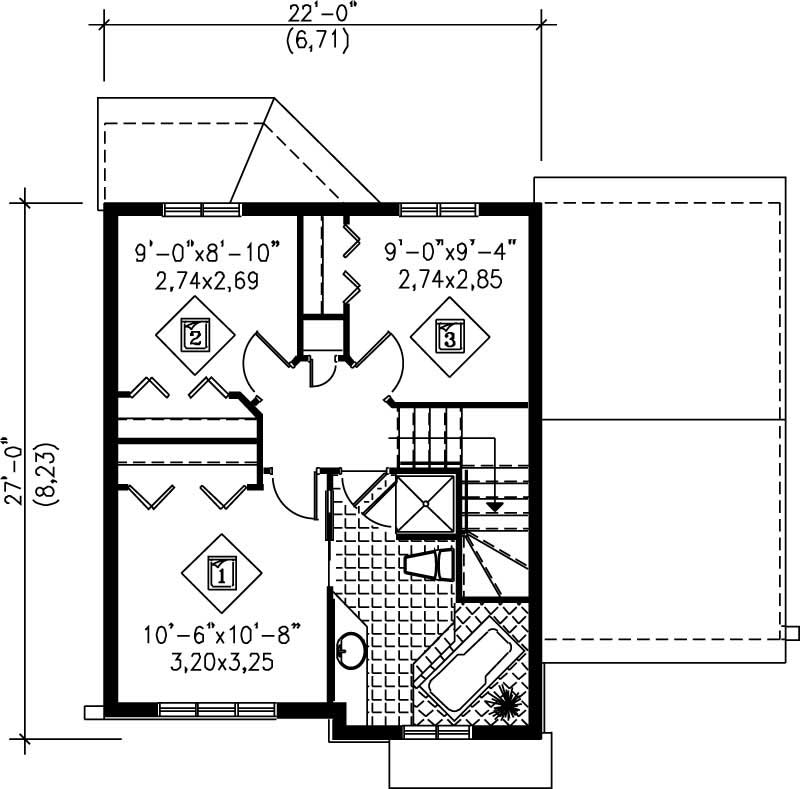 Floor Plan Second Story of Craftsman Plan #157-1617