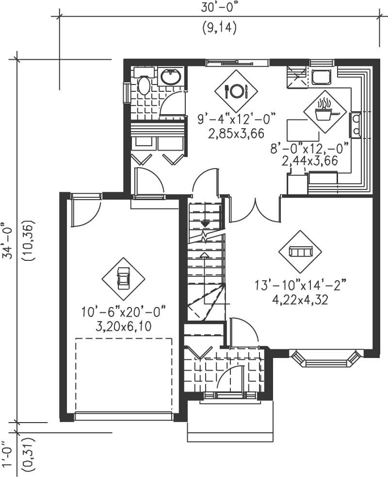 Floor Plan First Story of Ranch Plan #157-1638
