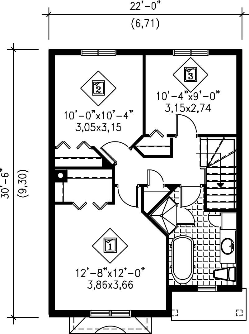 Floor Plan Second Story of Craftsman Plan #157-1651