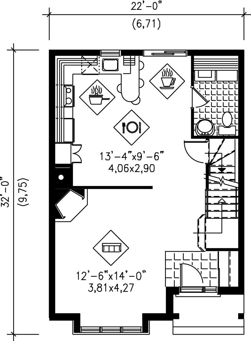 Floor Plan First Story of Craftsman Plan #157-1651