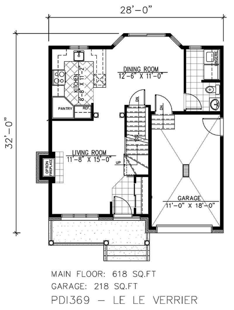 Floor Plan First Story of European Plan #158-1001