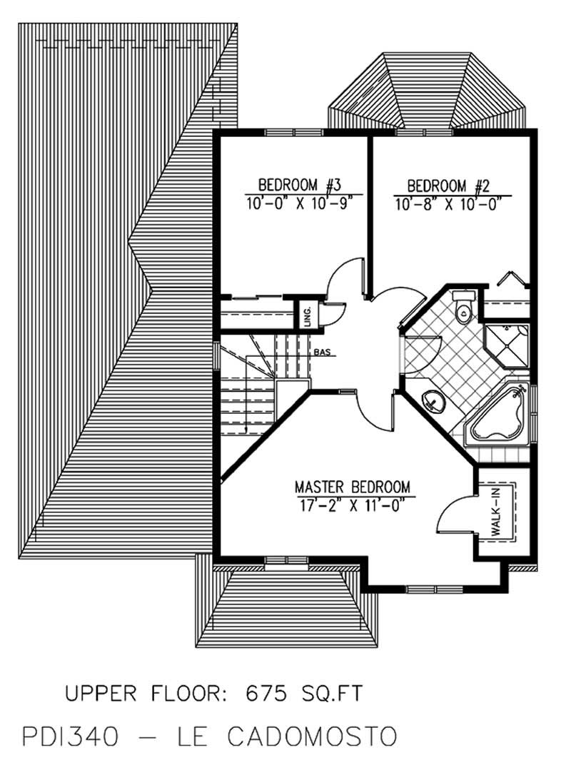 Floor Plan Second Story of European Plan #158-1004