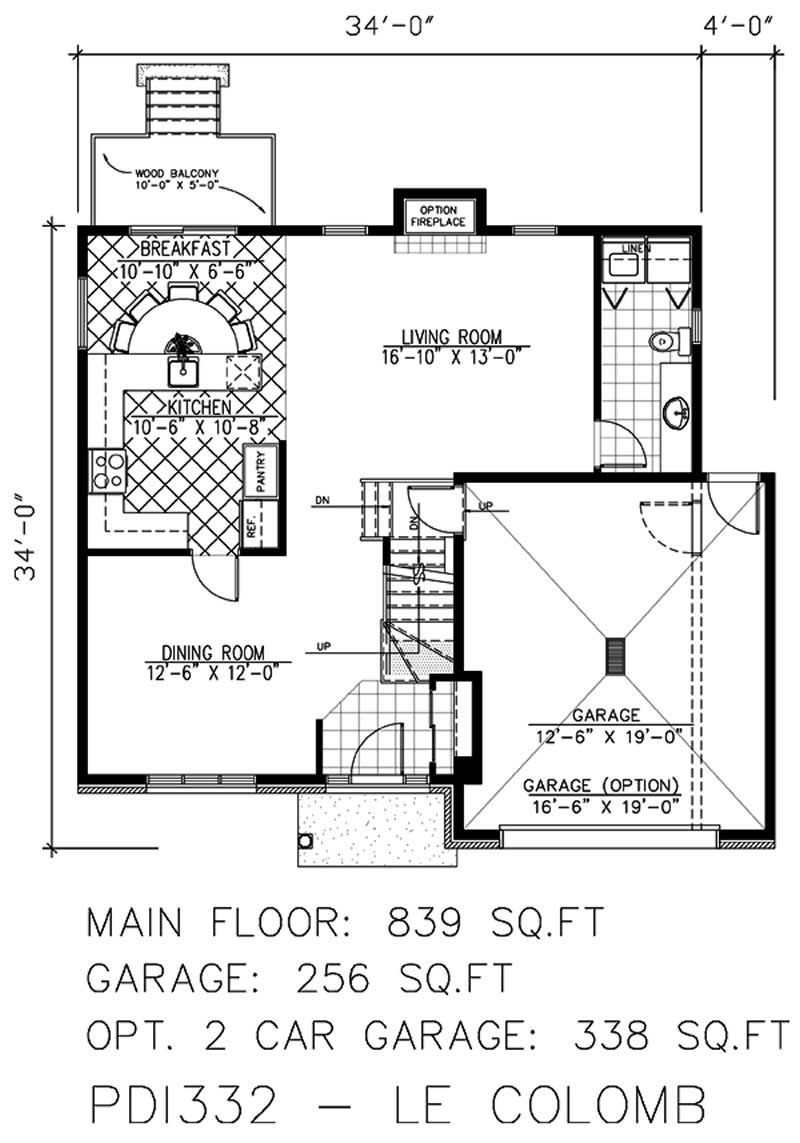 Floor Plan First Story of European Plan #158-1019