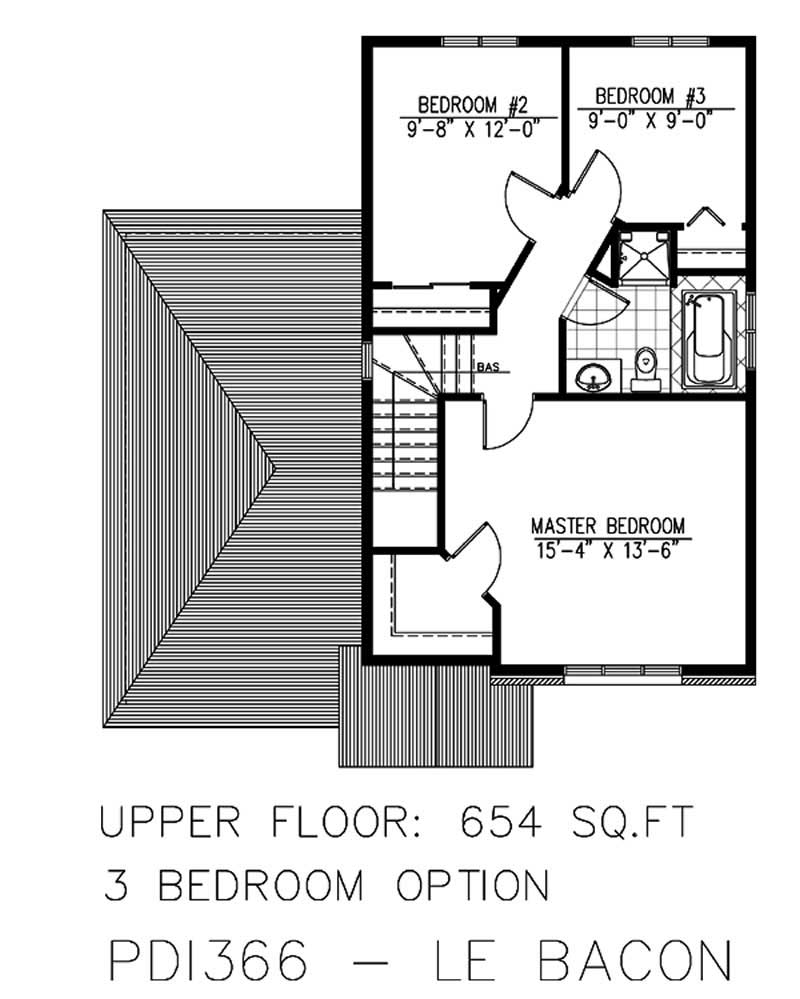 Floor Plan Second Story of European Plan #158-1024