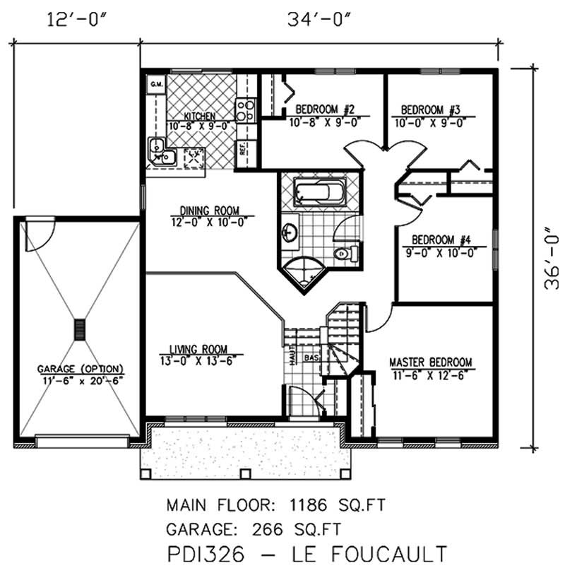 Floor Plan First Story of European Plan #158-1025