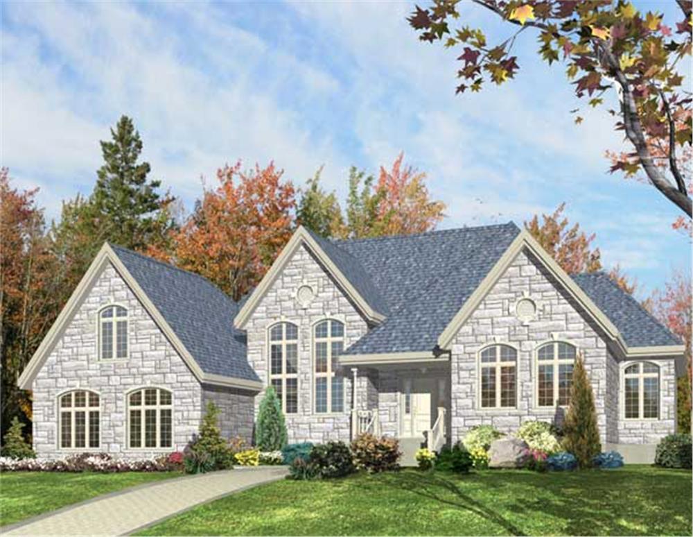 Here we have the colorful 3D computer rendering of the front elevation for these Country House Plans