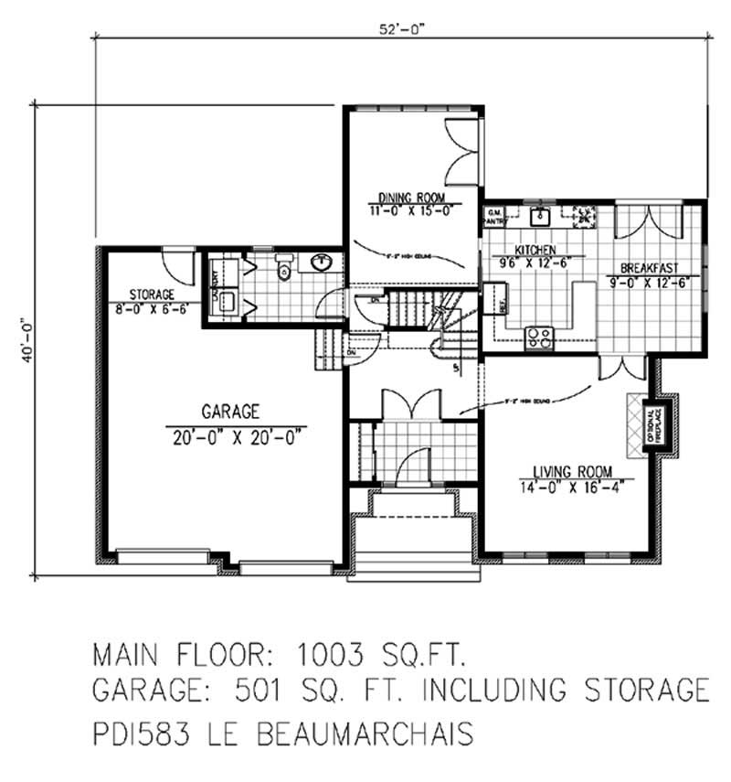 Floor Plan First Story of European Plan #158-1032