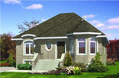 3-Bedroom, 1008 Sq Ft Bungalow House Plan - 158-1040 - Front Exterior