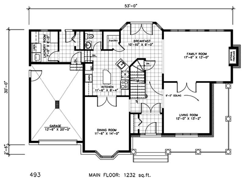 Floor Plan First Story of Country Plan #158-1045