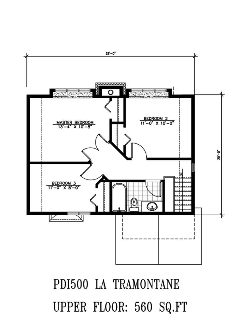 Floor Plan Second Story of Country Plan #158-1057