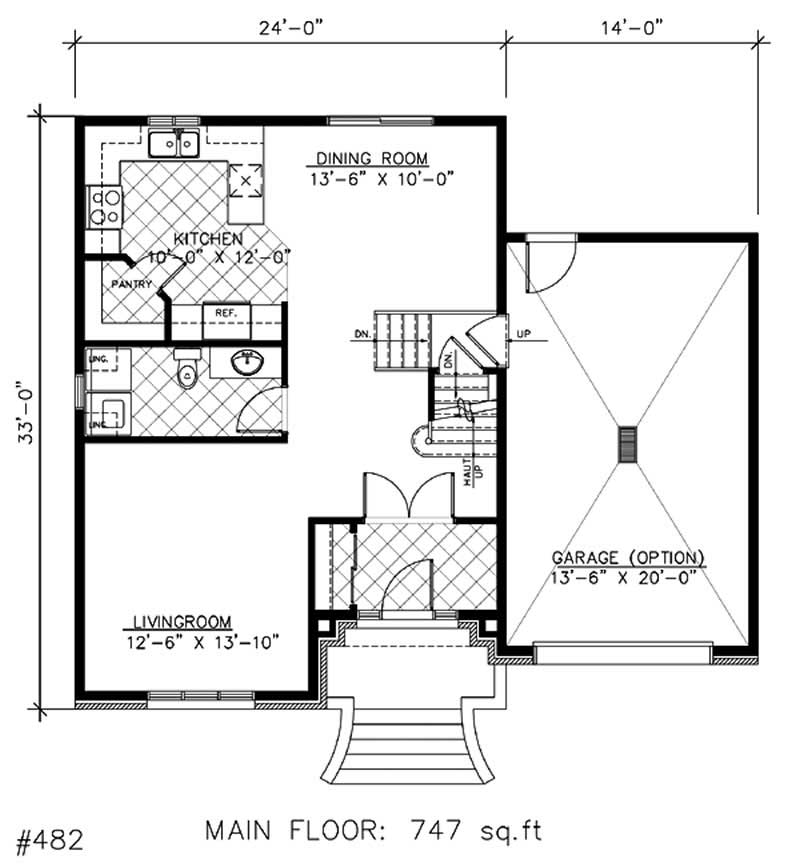 Floor Plan First Story of Ranch Plan #158-1061