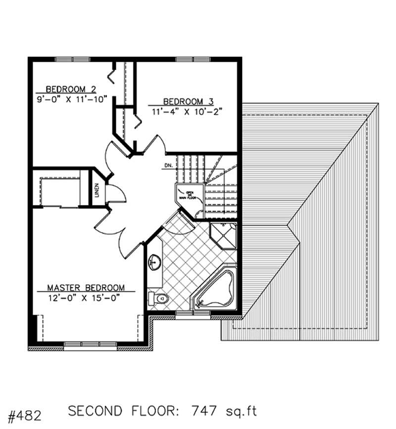 Floor Plan Second Story of Ranch Plan #158-1061